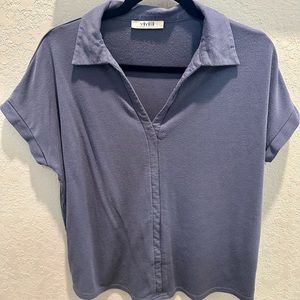 Blue Collared Casual Work Top